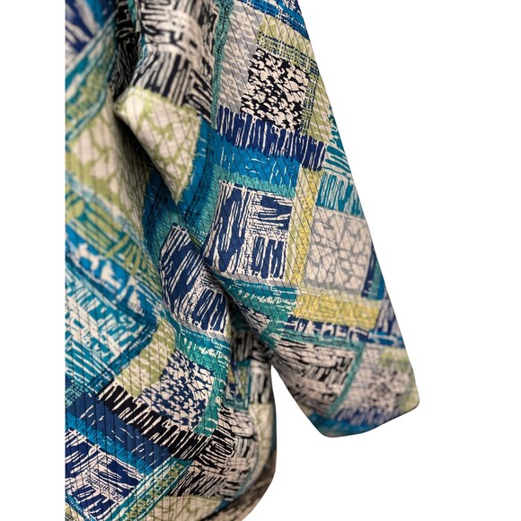 Alfred Dunner Jacket Blazer Blue Yellow Quilted Cottagecore Cabincore Plus 18 - Picture 7 of 12